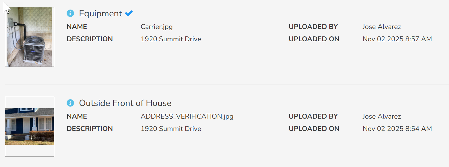 Add photos and details about each piece of equipment.